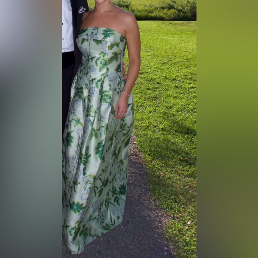 Lulakate Strapless Floral Green Dress